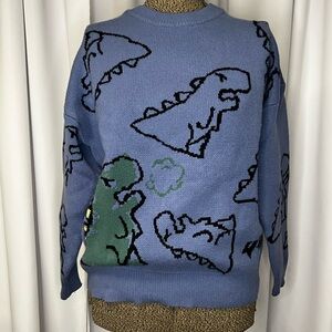 Blue Dinosaur Pattern Sweater